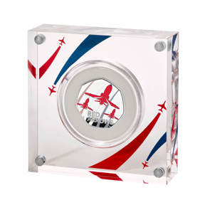 The Red Arrows 2025 UK 50p Silver Proof Colour Coin
